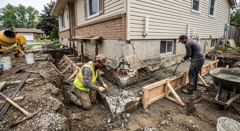 Our team working on Foundation Repair projects in Reidsville, NC