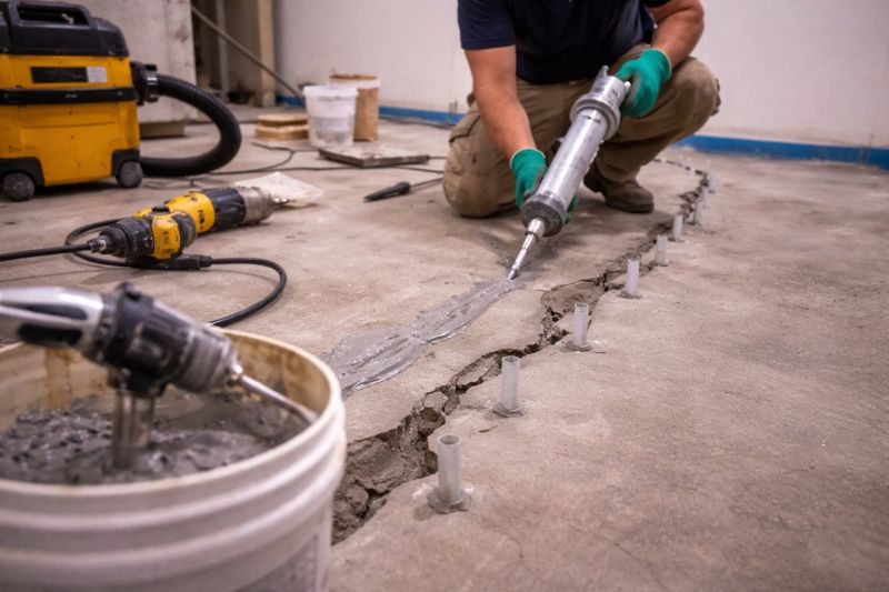 Cracked Basement Floor Repair in Reidsville, NC